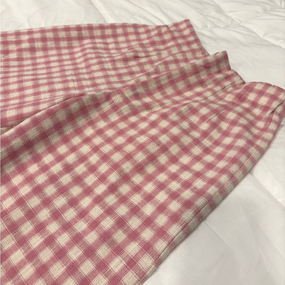 Zara Pink and White Checkered Pants Xs - Picture 1 of 4